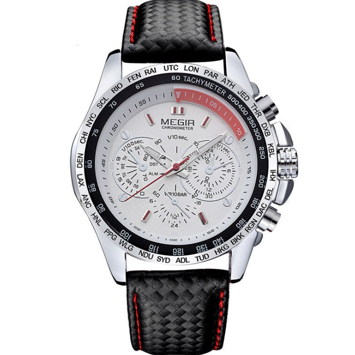 "Rugged & Ready" Men's Leather Strap 3ATM Waterproof Quartz Luxury Business Mens Watches
